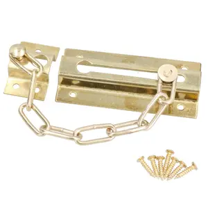 110mm Security Door Chain Slide Lock Guard Bolt Safety Catch Brass Plated