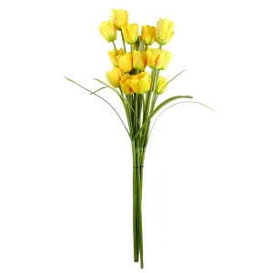 Pack of 6 x 80cm Artificial Tulip Yellow Stem