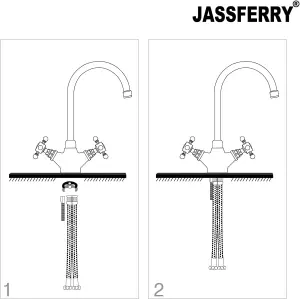 JASSFERRY Kitchen Mixer Tap Monobloc Brass Two Crosshead Lever Swivel Spout Chrome