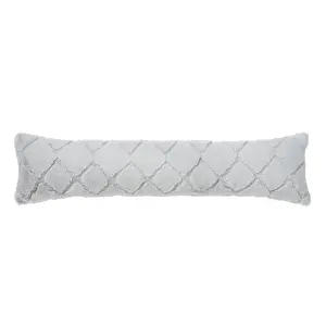 Catherine Lansfield Cosy Diamond Faux Fur Door Draught Excluder Silver Grey