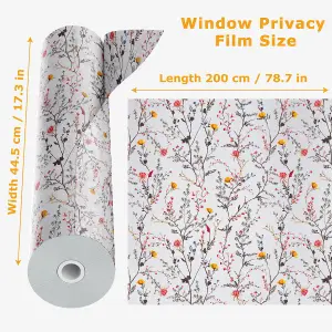 Walplus Watercolour Flowers and Butterflies Window Privacy Film Windows Clings