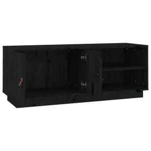 Berkfield TV Cabinet Black 105x34x40 cm Solid Wood Pine