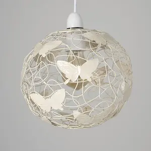 ValueLights Lattice Modern Cream Butterfly Wire Frame Globe Ceiling Pendant Light Shade