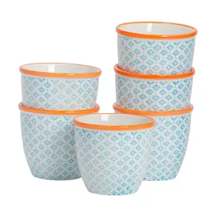 Nicola Spring - Hand-Printed Plant Pots - 14cm - Pack of 6