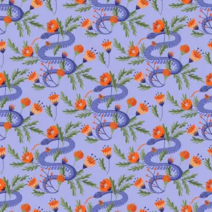 Bobbi Beck eco-friendly purple colourful snake wallpaper