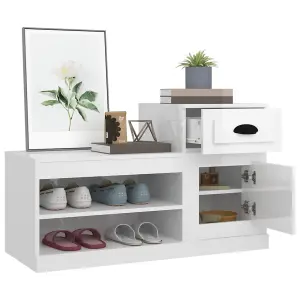 Berkfield Shoe Cabinet High Gloss White 100x42x60 cm Engineered Wood