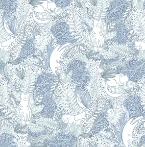 NuWallpaper NUS4540 Botanical Gato Garden Novelty Peel & Stick Wallpaper, Blue