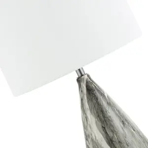 Marble Effect Ceramic Table Lamp Base with Grey Gloss Glazing and Chrome Trim