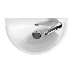 Small Compact Tiny Bathroom Cloakroom Basin Sink Wall Hung Curved with Fixings