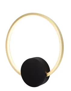 GoodHome Maidstone Circular Matt Black Gold effect Wired LED Wall light