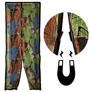 Butterfly Design Magnetic Fastening Fly Screen Door Curtain - Multicolour Summer Doorway Cover - 101 x 208cm