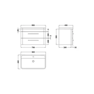 Solar 800mm Wall Hung Single Vanity Pure White