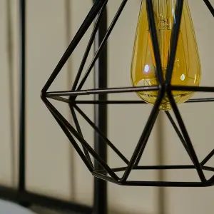 ValueLights Diablo Modern Geometric Black Metal Basket Cage Ceiling Pendant Light Shade