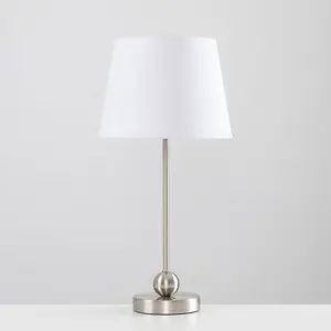 Edelfried 45cm Table Lamp White / Brushed Chrome / No