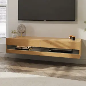 GFW Leon 150cm Wall TV Unit with LED Oak