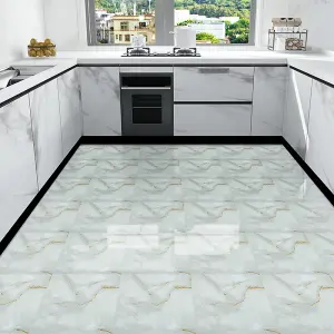 10Pcs Marble Texture Self Adhesive PVC Peel and Stick Flooring Tiles 30x30cm