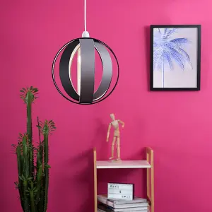 ValueLights J90 Black and Grey Modern Fabric Globe Ceiling Pendant Light Shade