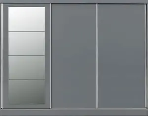 Nevada Grey Gloss 3 Door Sliding Wardrobe-Seconique