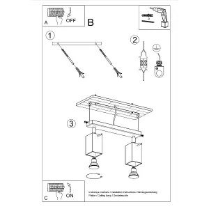 Merida Steel Black 2 Light Classic Ceiling Light