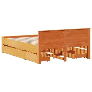 Berkfield Bed Frame without Mattress with Headboard Wax Brown 160x200 cm Solid Wood Pine