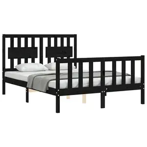 Berkfield Bed Frame with Headboard Black 140x190 cm Solid Wood