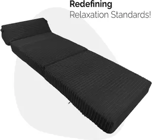 Cord Material Fold Out ZBed Chair Sofa Lounger With Pillow - Black