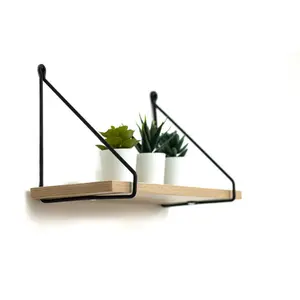 Addre Floating Shelf Oak/Black / 20cm H x 40cm W x 15cm D