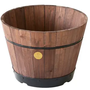 VegTrug Wooden Barrel Planter - Small Build-a-Barrel Kit Dark Brown