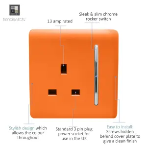 Trendiswitch ORANGE 1 Gang 13 Amp Switched Socket