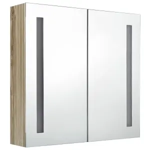 Berkfield LED Bathroom Mirror Cabinet Oak 62x14x60 cm