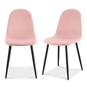 Ron Velvet Dining Chair - Pink