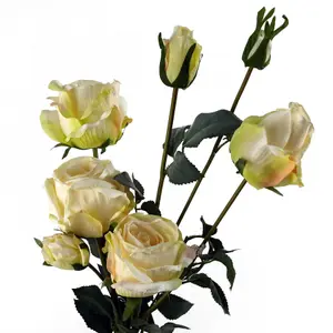 6 x 60cm Cream Rose Artificial Flowers