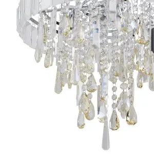 The Lighting Edit Mass Crystal rod Chrome effect 4 Lamp LED Pendant ceiling light, (Dia)415mm