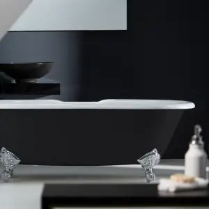 Arroll Moulin Gloss Black Roll-top Double ended Bath (L)170cm (W)77cm