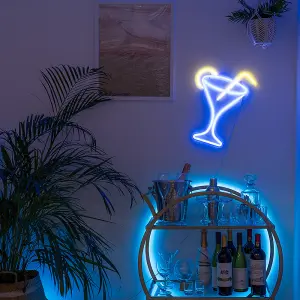 ValueLights Cocktail Glass Neon White Light Decoration