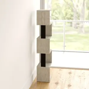 Chane Wall-Mounted Bookcase with 5 Shelves | Modern Storage Unit for Home or Office White/Anthracite