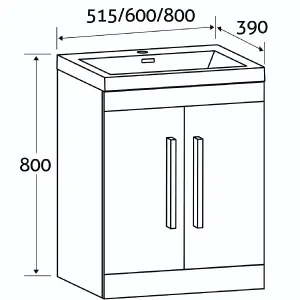 Novela 800mm Floorstanding Vanity Unit in Anthracite Gloss with Glass Basin