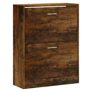 Berkfield Shoe Cabinet Smoked Oak 63x24x81 cm Engineered Wood