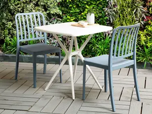 Set of 2 Garden Chairs SERSALE Synthetic Material Blue