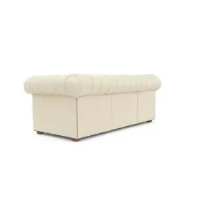 Chesterfield 3 Seater Shelly Cream Real Leather Sofa Bespoke In Classic Style