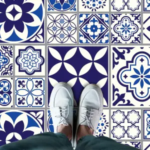 Spanish & Moroccan Blue Tiles Self-adhesive kitchen bathroom home floor stickers