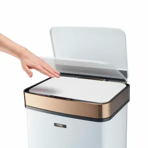 Cooks Professional Recycling Sensor Bin 75L Dual Compartments Removable Food Caddy - White / Copper