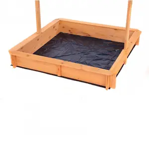 Oypla Childrens Wooden Garden Sand Pit with Adjustable Canopy Sun Shade