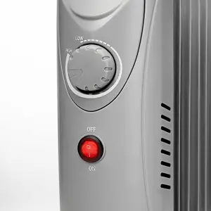 Schallen 800W 6 Fin Mini Small Portable Electric Slim Oil Filled Radiator Heater with Adjustable Temperature- GREY