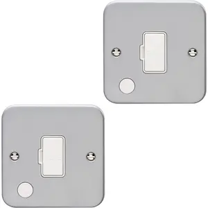 2 PACK 13A DP Unswitched Fuse Spur & Flex Outlet HEAVY DUTY METAL CLAD Isolation