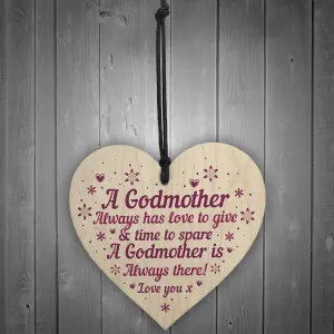 Red Ocean Godmother Godparent Gifts Christmas Thank You Christening Auntie Gifts Handmade Wooden Heart Sign Keepsake