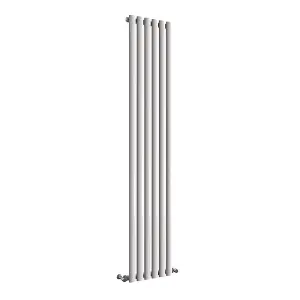 Vertical White Single Oval Panel Radiator (H)1800mm x (W)354mm, 3764 BTU.