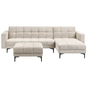 Left-Hand Corner Sofa with Ottoman ALNES Beige Left Hand