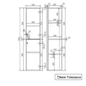 Rinse Bathrooms 1400mm Wall Mounted Tall Bathroom Cabinet 2 Doors Soft Close Bathroom Furniture Storage Cupboard Gloss White