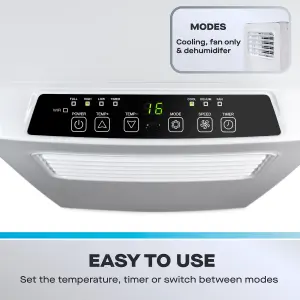 Daewoo 2-in-1  Smart WiFi Winter Large Dehumidifier & Summer 9000 BTU Air Conditioner with Remote Control White